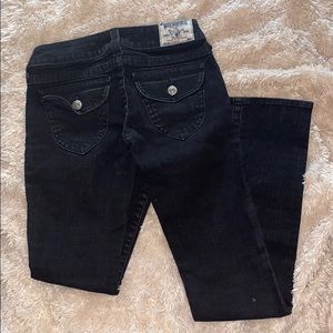 True Religion Black wash straight leg jeans